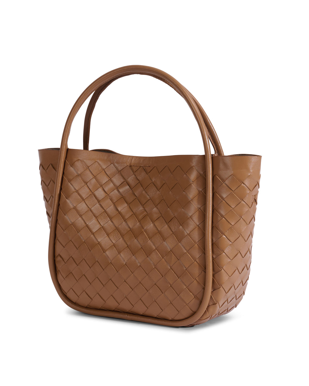 Portland Tan Woven Leather Top Handle Bag