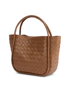 Portland Tan Woven Leather Top Handle Bag