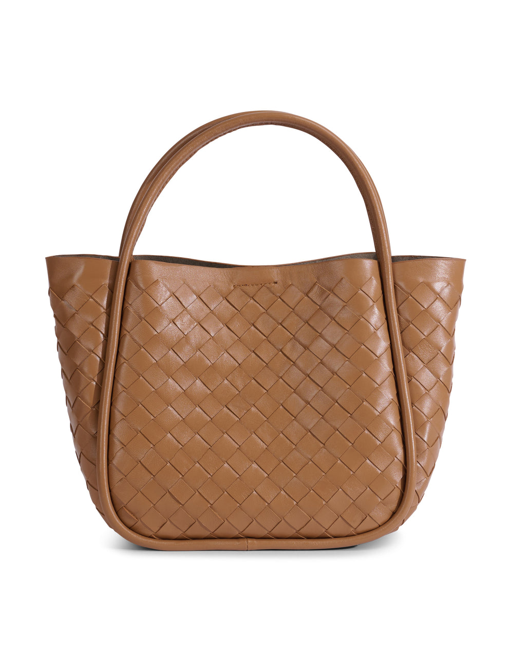Portland Tan Woven Leather Top Handle Bag