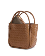 Portland Tan Woven Leather Top Handle Bag