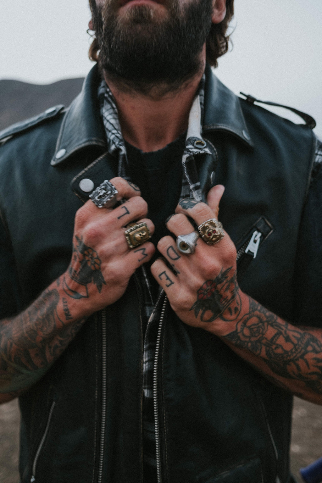 Natural Born Sinner Oversized Leather Gilet (Man)