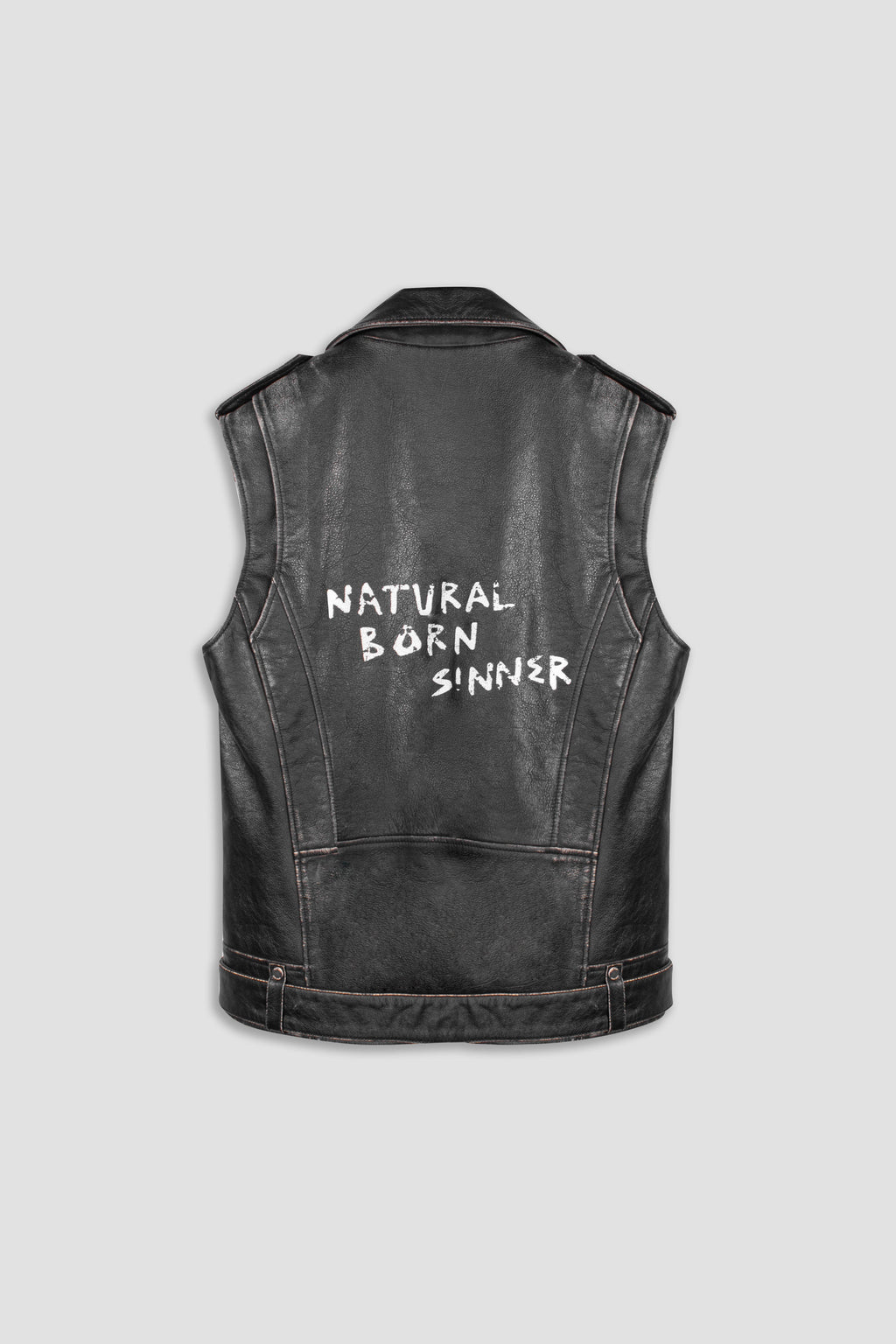 Natural Born Sinner Oversized Leather Gilet (Man)