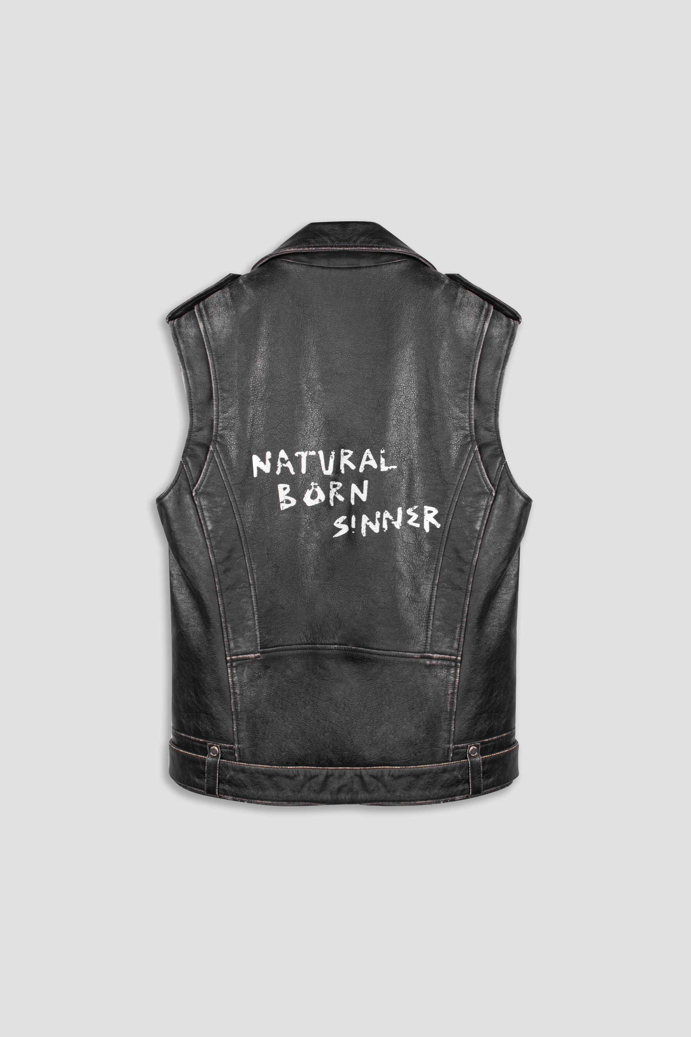 Natural Born Sinner Oversized Leather Gilet (Man)
