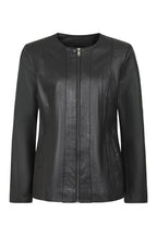 DEBORAH NC Classic Black Nappa Leather Jacket No Collar Women's