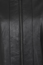 DEBORAH NC Classic Black Nappa Leather Jacket No Collar Women's