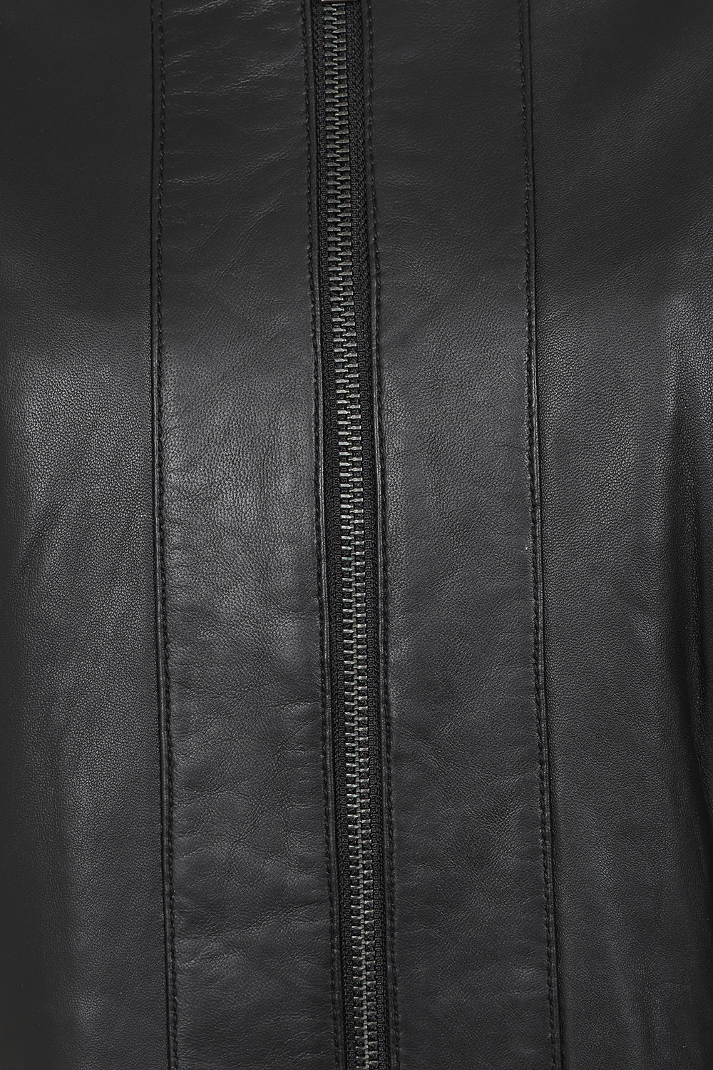 DEBORAH NC Classic Black Nappa Leather Jacket No Collar Women's