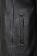 DEBORAH NC Classic Black Nappa Leather Jacket No Collar Women's