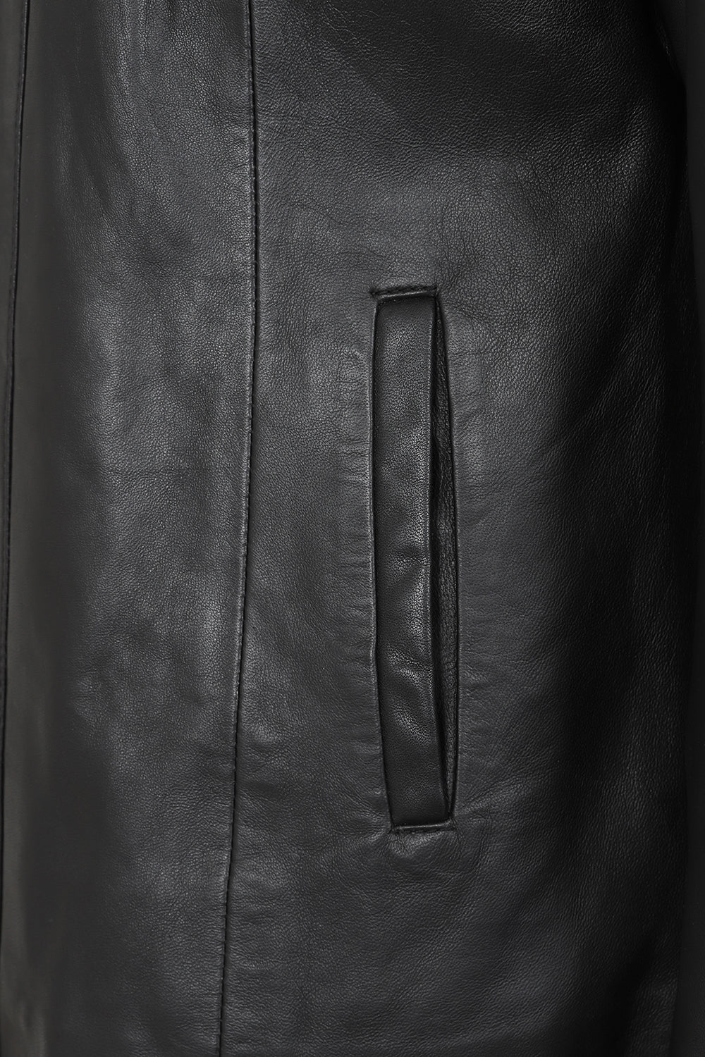 DEBORAH NC Classic Black Nappa Leather Jacket No Collar Women's