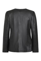 DEBORAH NC Classic Black Nappa Leather Jacket No Collar Women's