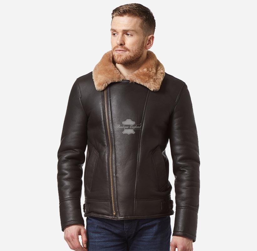 Classic B3 Shearling Jacket Men's Soft Sheepskin Fur Pilot Jacket