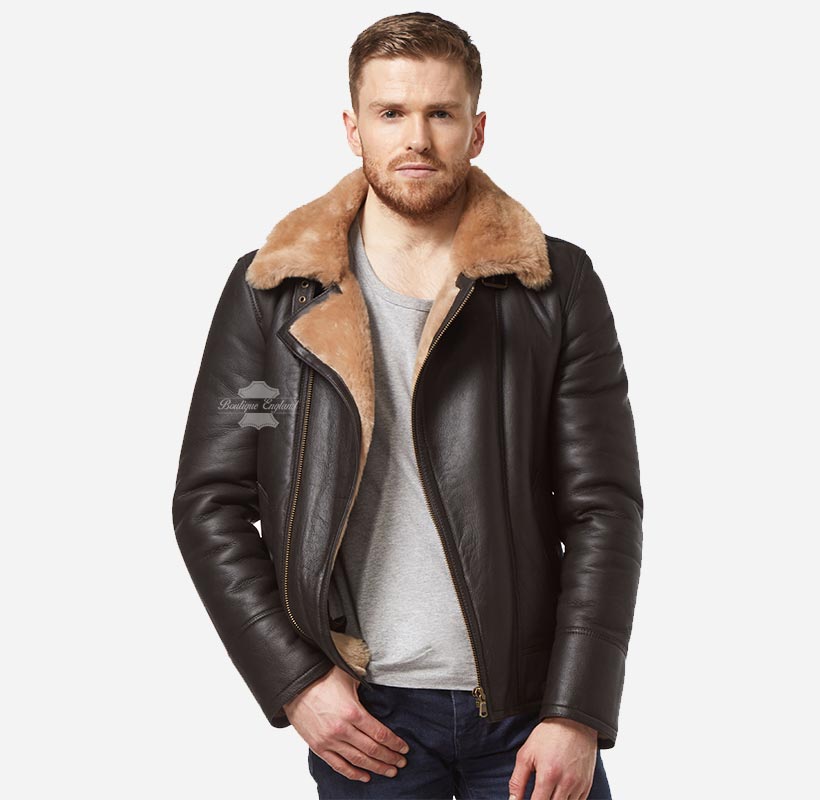 Classic B3 Shearling Jacket Men's Soft Sheepskin Fur Pilot Jacket