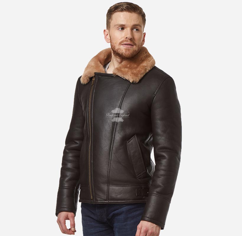 Classic B3 Shearling Jacket Men's Soft Sheepskin Fur Pilot Jacket