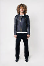 Kay Michaels 3.0 Tall: Gold Hardware Leather Jacket (Man)
