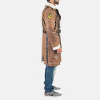 Custom Mason Brown Fur Leather Trench Coat