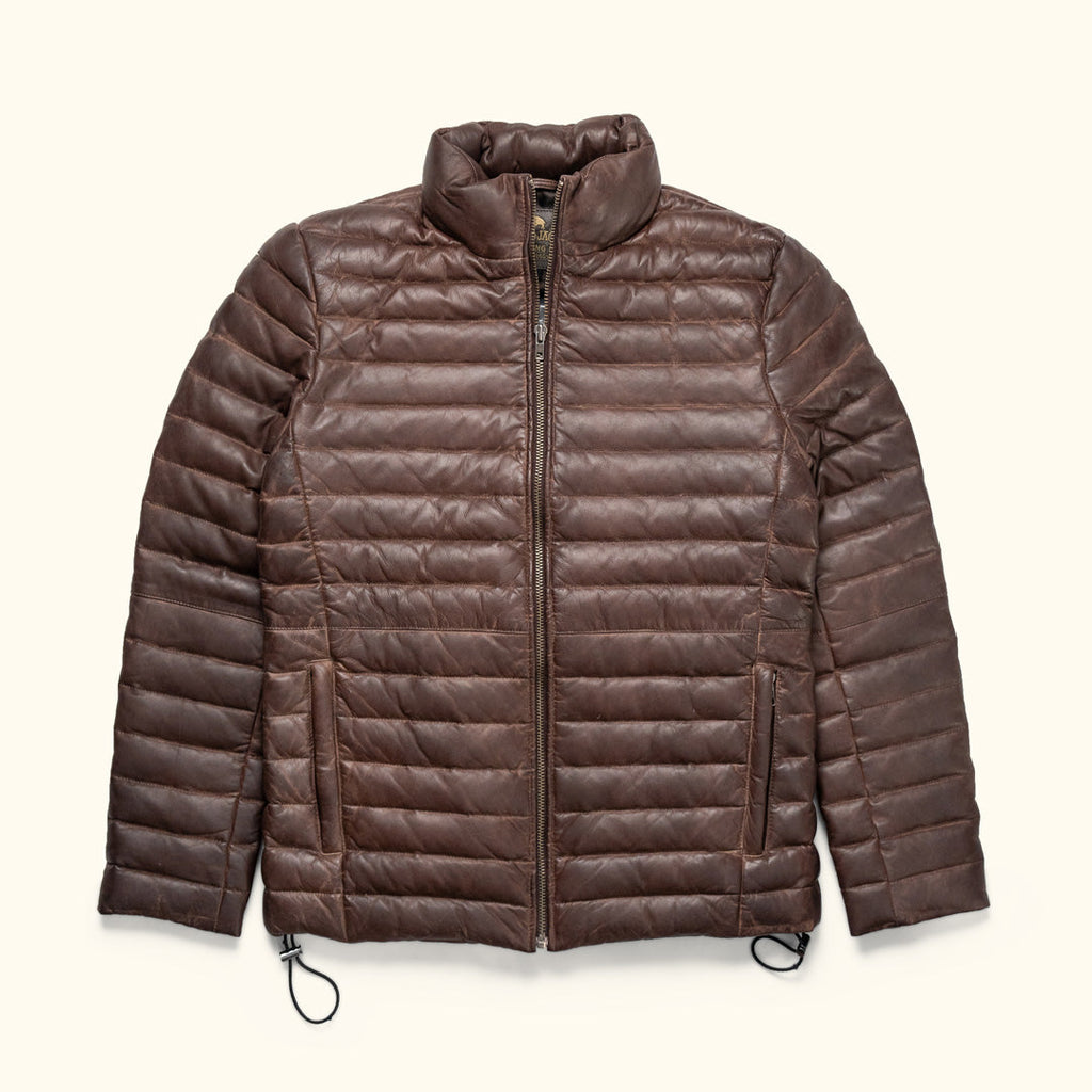 Bridger Leather Down Jacket | Dark Brown