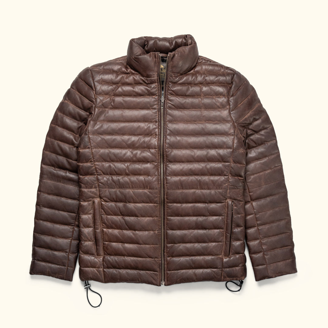 Bridger Leather Down Jacket | Dark Brown