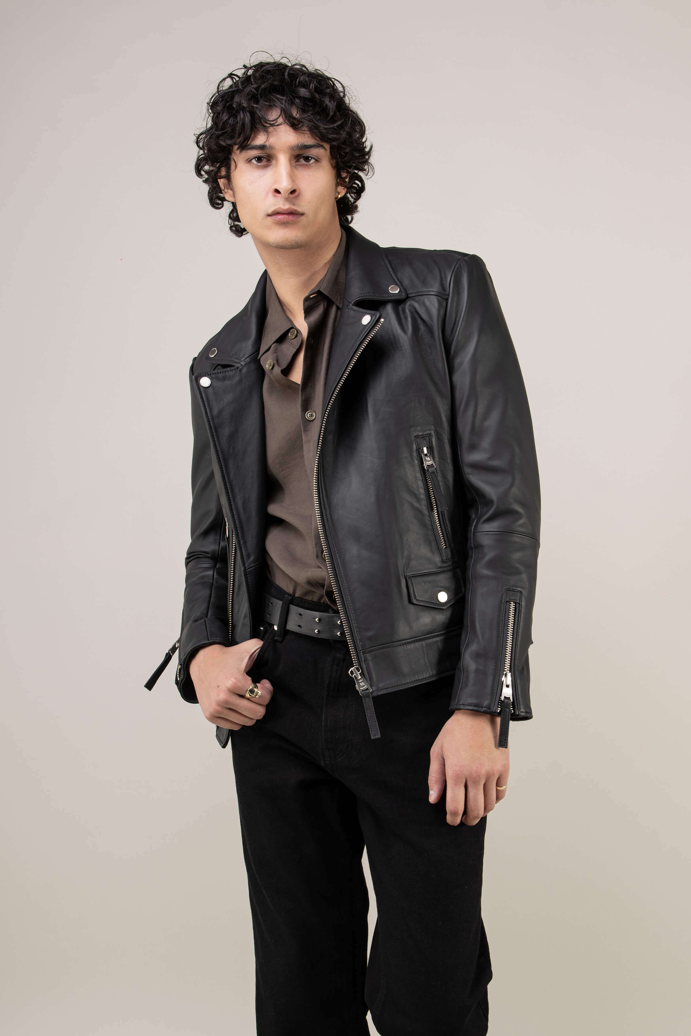 Refined Biker Tall Leather Jacket (Man)