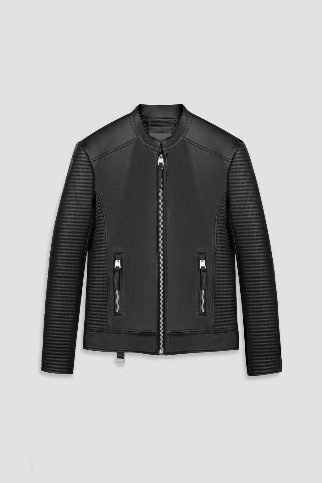 Refined Rider Collarless Leather Jacket