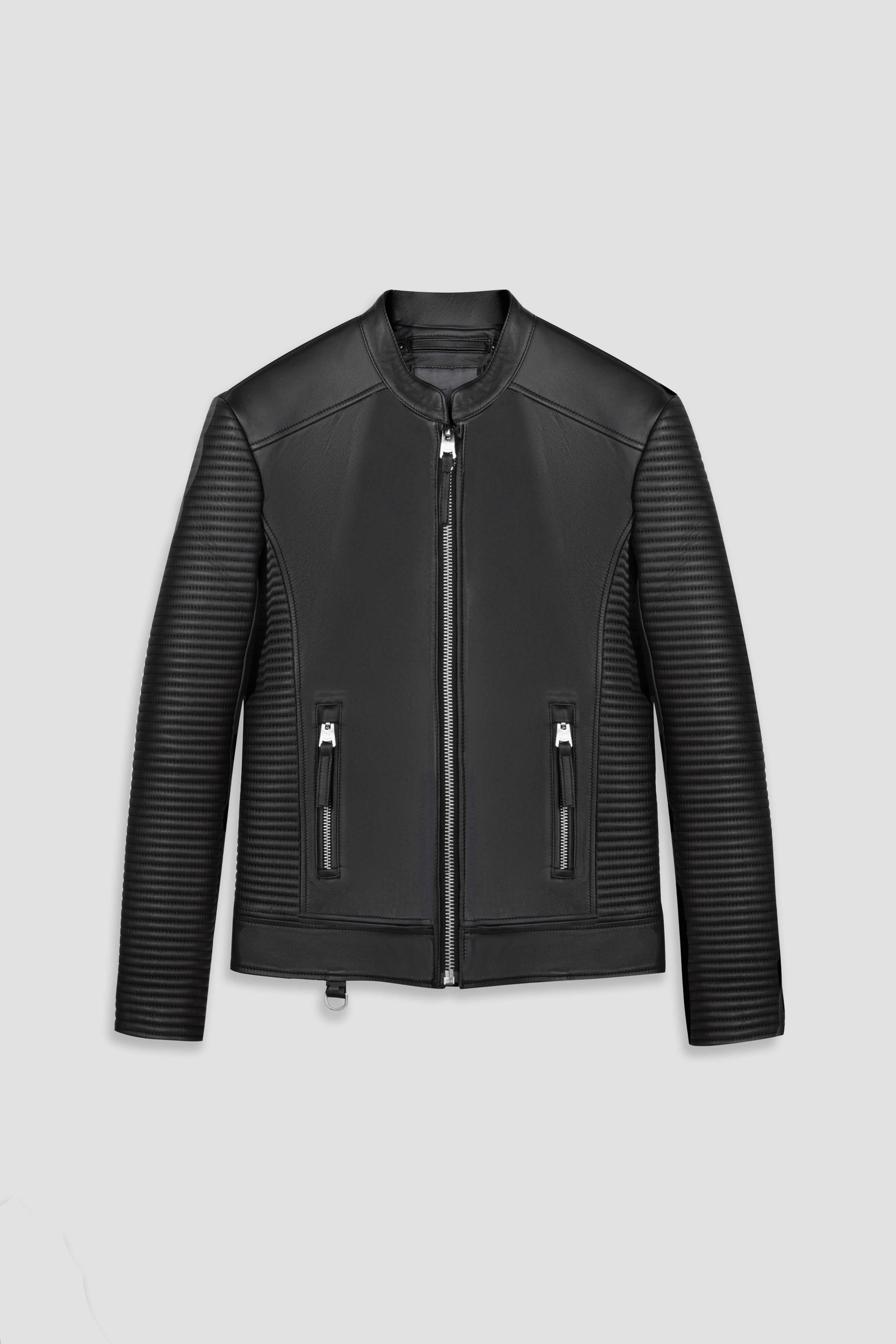 Refined Rider Collarless Leather Jacket