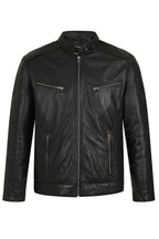 RONALD Genuine Lamb Nappa Leather Biker Jacket - Black Quilted