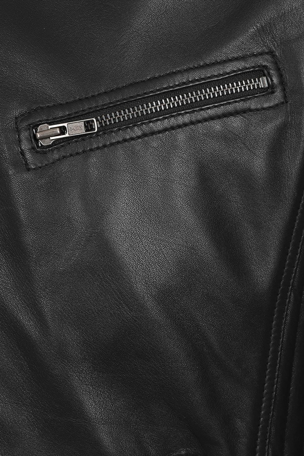 RONALD Genuine Lamb Nappa Leather Biker Jacket - Black Quilted