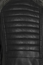 RONALD Genuine Lamb Nappa Leather Biker Jacket - Black Quilted