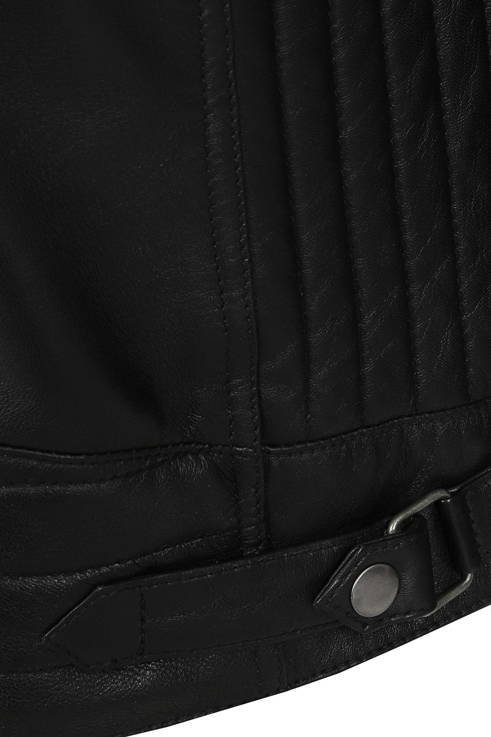 RONALD Genuine Lamb Nappa Leather Biker Jacket - Black Quilted