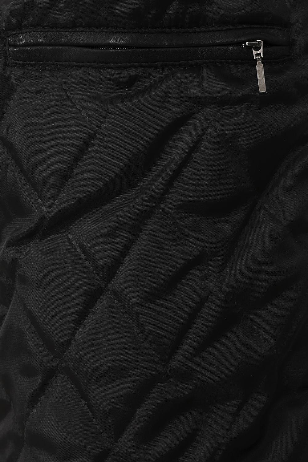 RONALD Genuine Lamb Nappa Leather Biker Jacket - Black Quilted