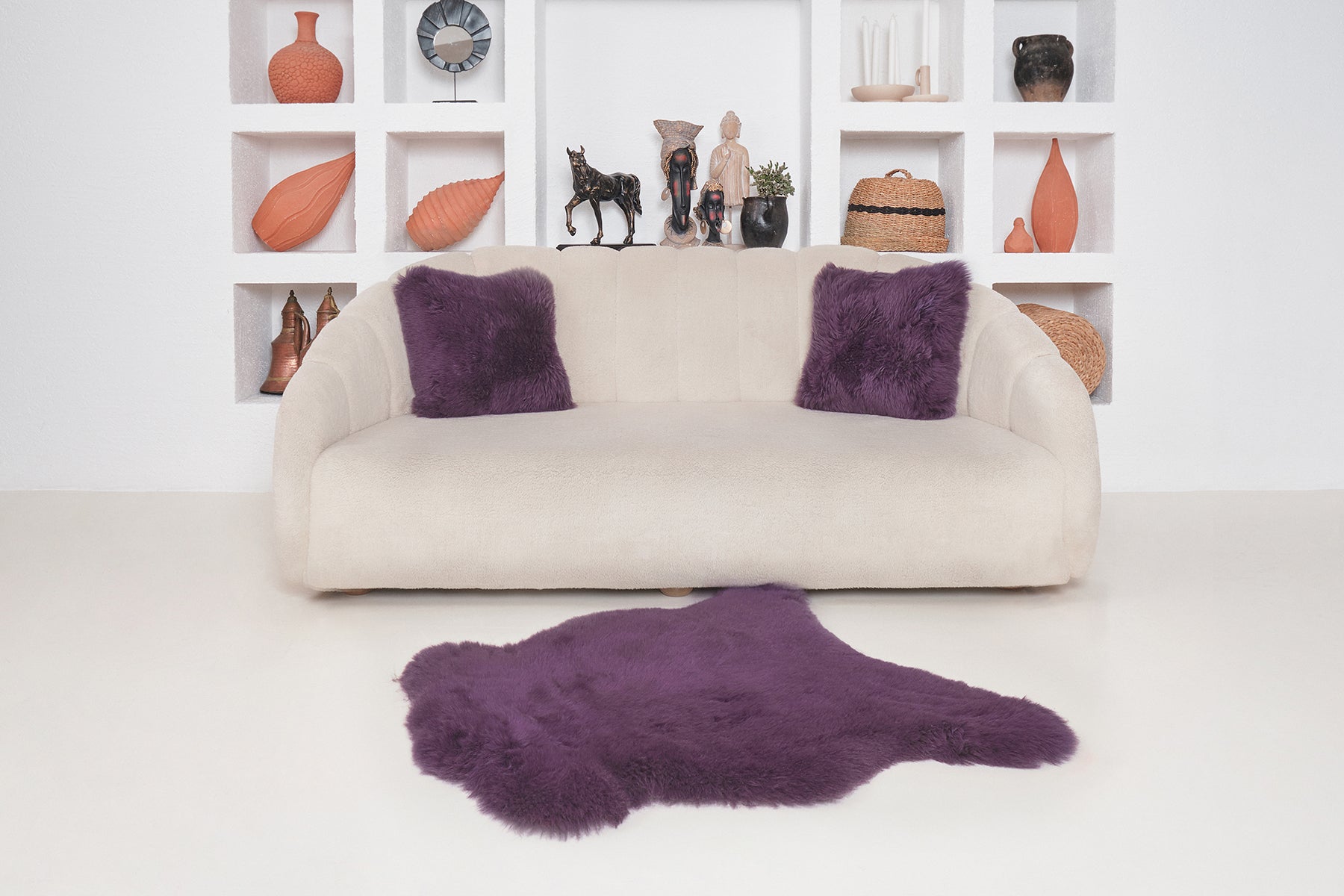 Real Single British Sheepskin Purple Rug