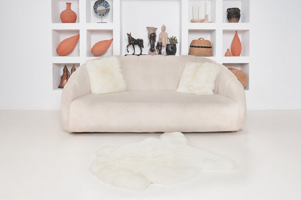 Real Single British Sheepskin Natural White Rug