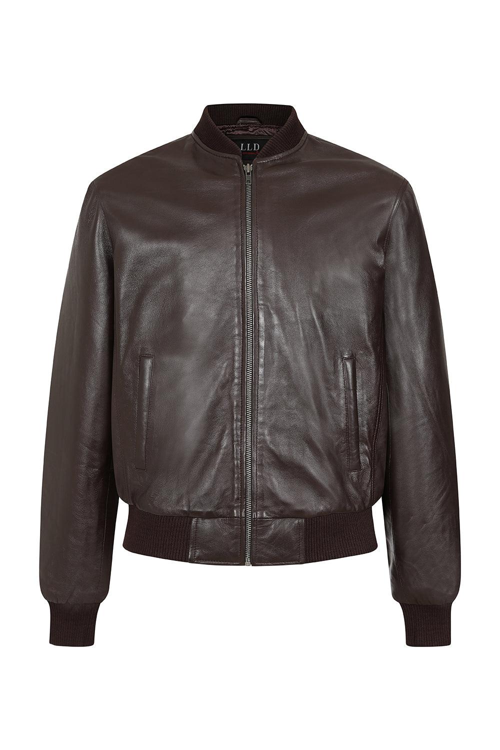 BOBBY Classic Brown Nappa Leather Bomber Jacket - Men's Genuine