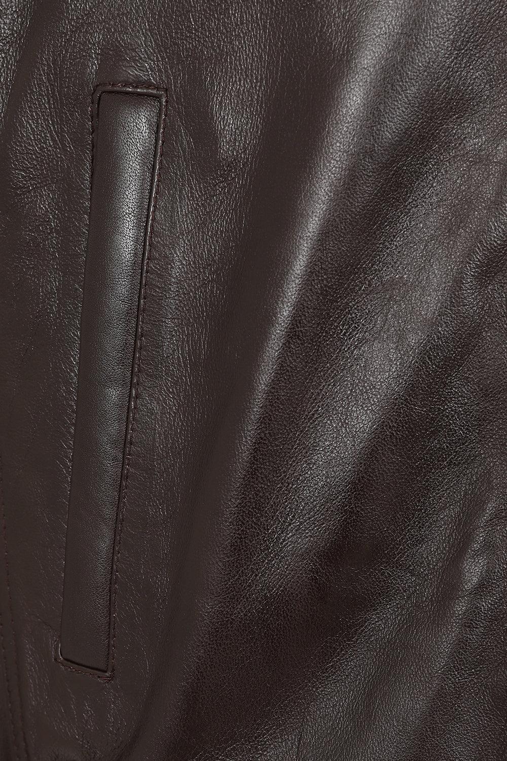 BOBBY Classic Brown Nappa Leather Bomber Jacket - Men's Genuine