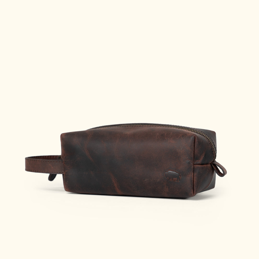 Roosevelt Buffalo Leather Dopp Kit | Dark Oak
