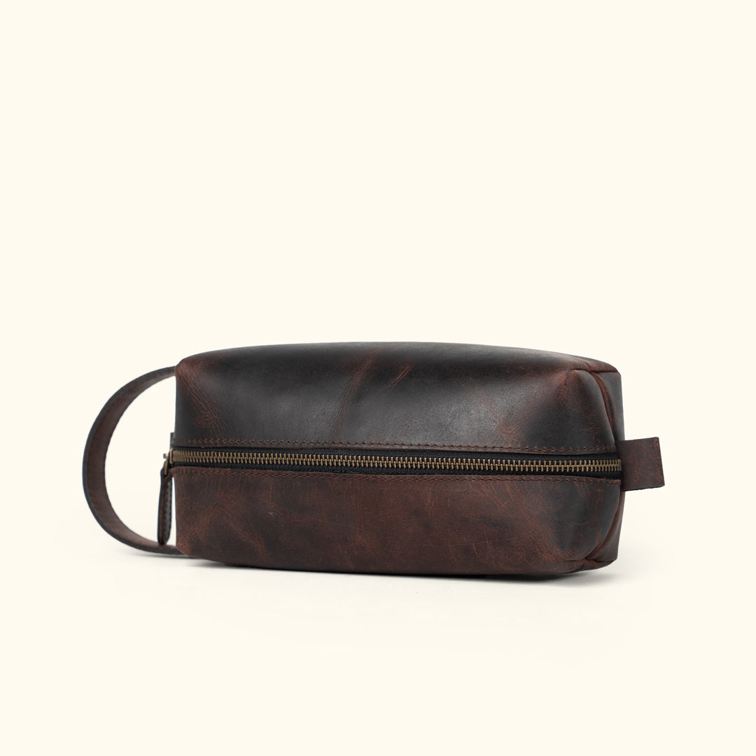 Roosevelt Buffalo Leather Dopp Kit | Dark Oak