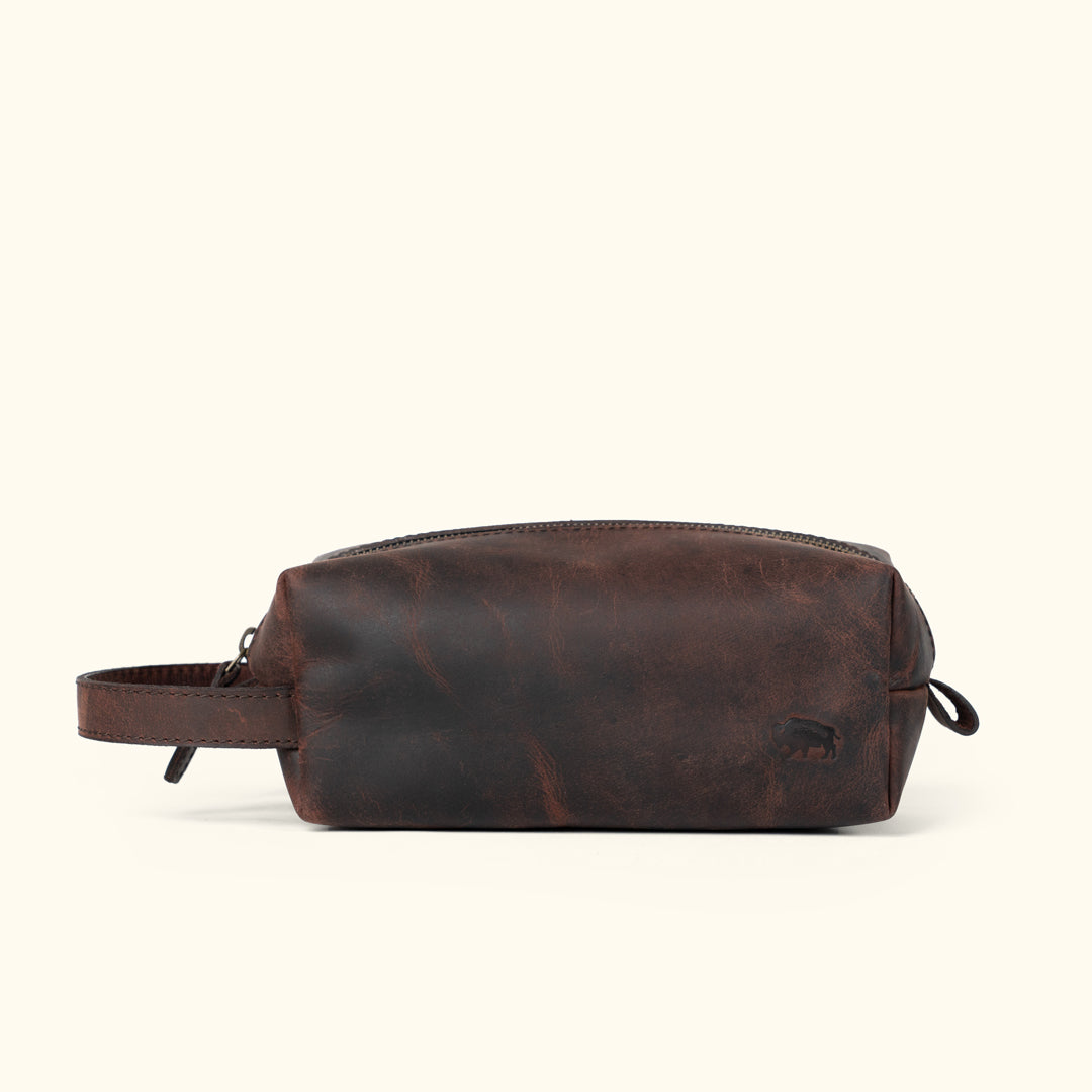 Roosevelt Buffalo Leather Dopp Kit | Dark Oak
