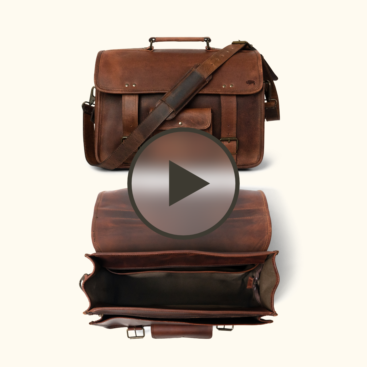 Roosevelt Buffalo Leather Briefcase Bag | Dark Oak