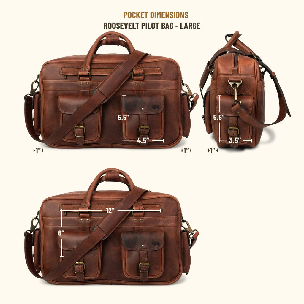 Roosevelt Buffalo Leather Pilot Bag - Large | Dark Oak
