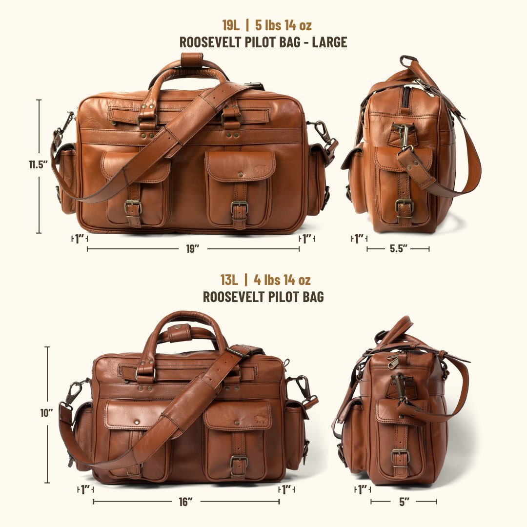 Roosevelt Buffalo Leather Pilot Bag | Amber Brown