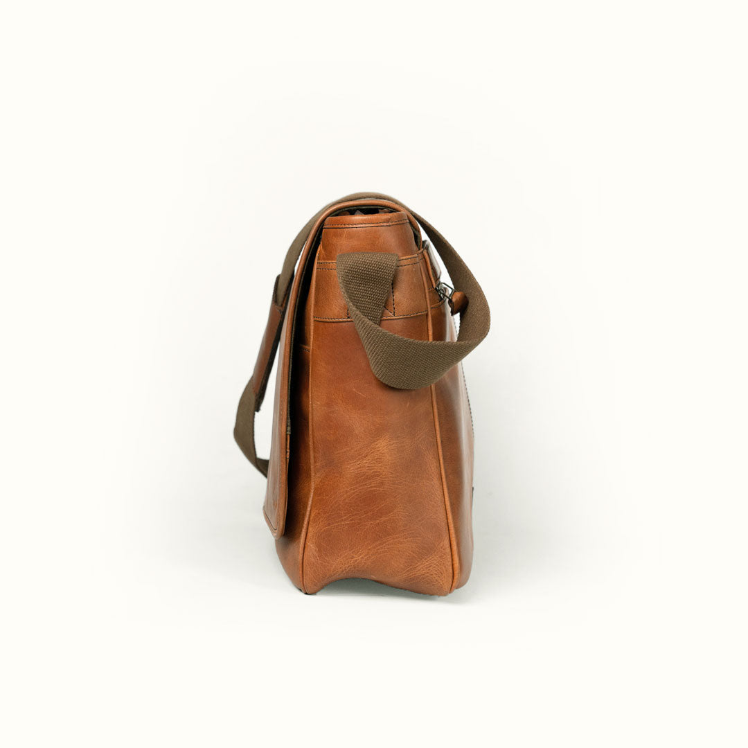Roosevelt Buffalo Leather Satchel Messenger Bag | Amber Brown