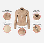 SPEED Women's Croc Print Leather Racer Jacket