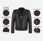 THROTTLE Men's Croc Print Leather Biker Jacket