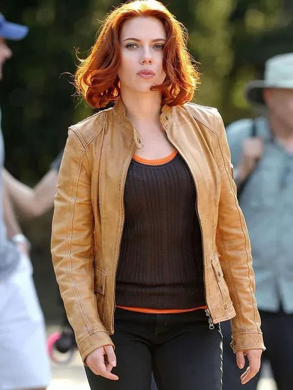Scarlett Johansson The Avengers Brown Leather Jacket