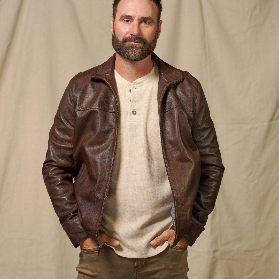 Sedona Light Weight Leather Jacket | Ironwood Brown