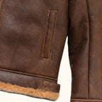 Shearling Leather Bomber Jacket | Grizzly Brown