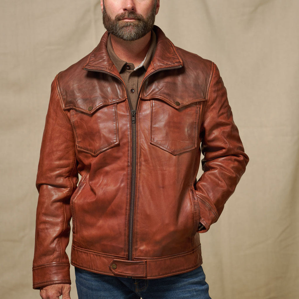 Elkhorn Leather Jacket | Distressed Brown & Chestnut