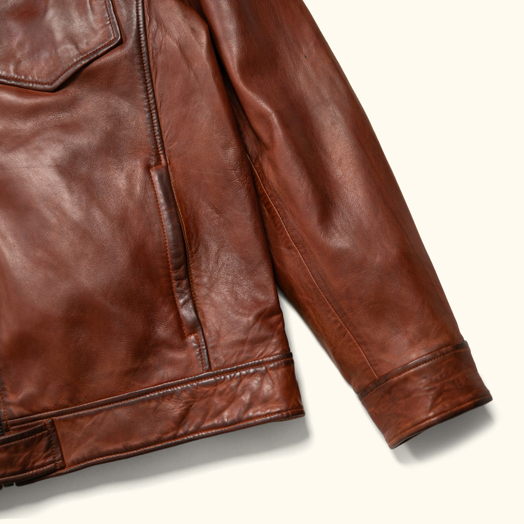 Elkhorn Leather Jacket | Distressed Brown & Chestnut