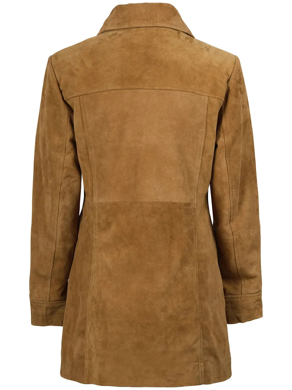 Kandis Womens Camel Brown Suede Car Coat