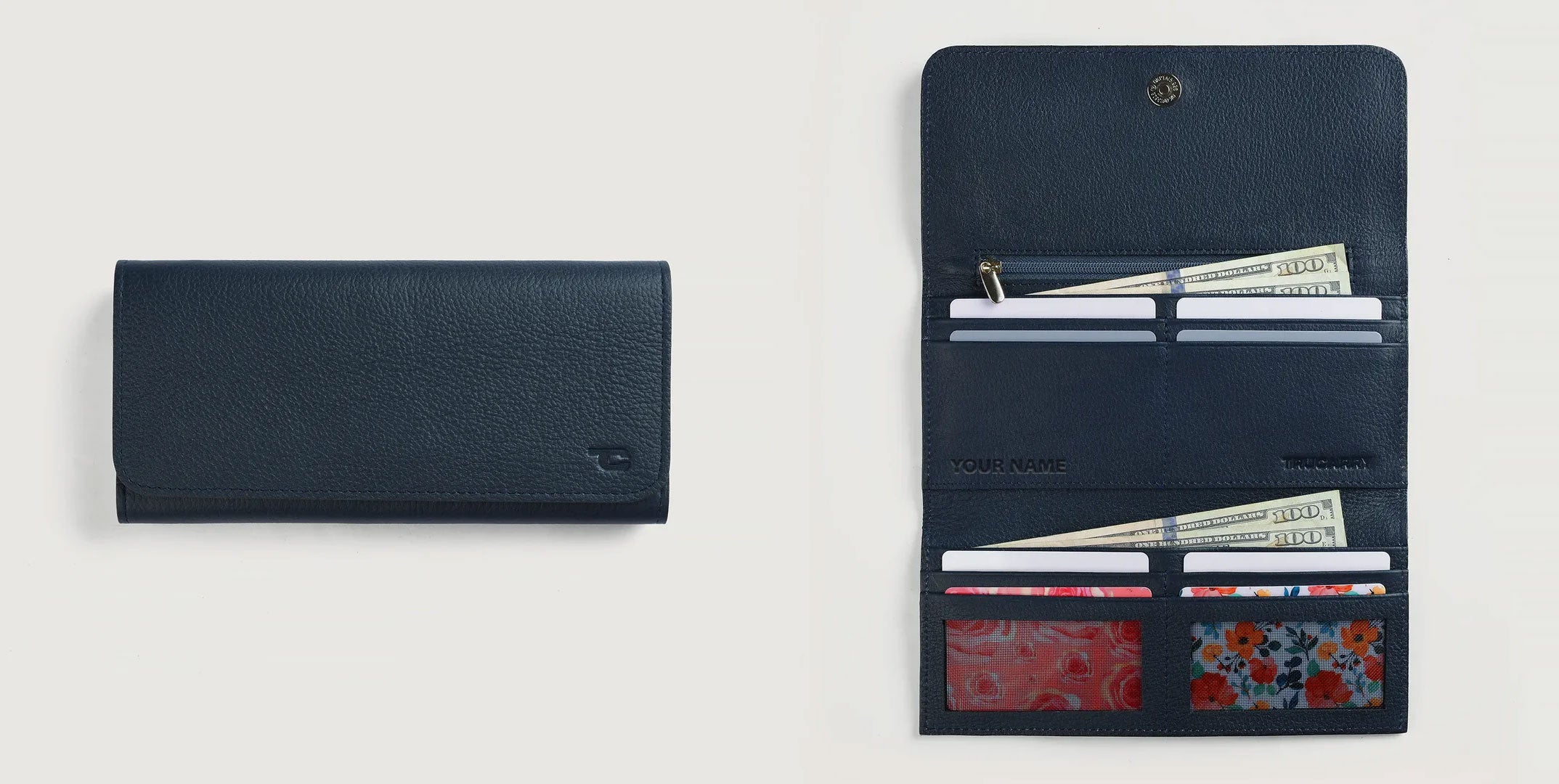 Personalized Continental Leather Wallet With Name/Initials Engraving - Add On