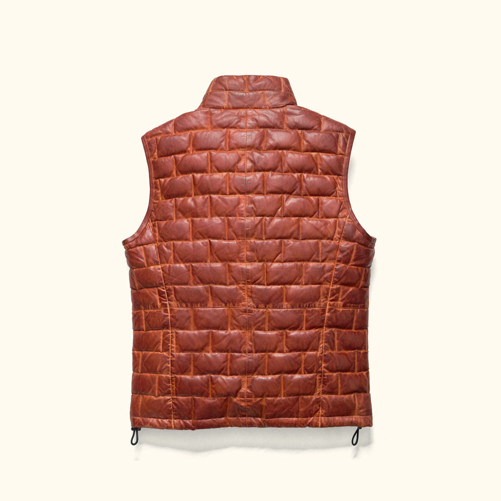 Teton Leather Light Down Vest | Whiskey Brown