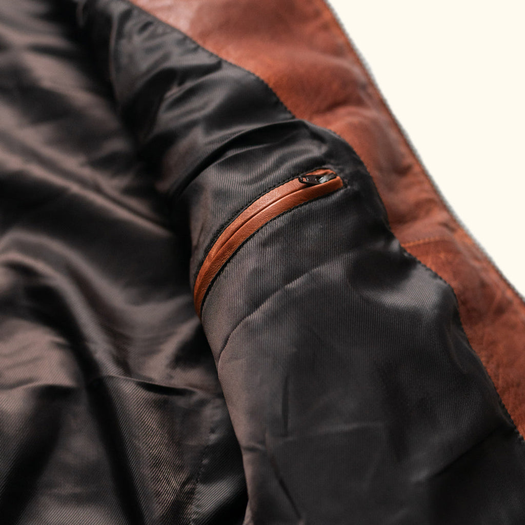 Teton Leather Light Down Vest | Whiskey Brown